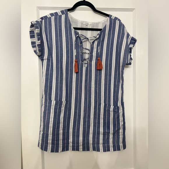 Tularosa blue and white striped tassel tunic dress size small - Picture 3 of 11